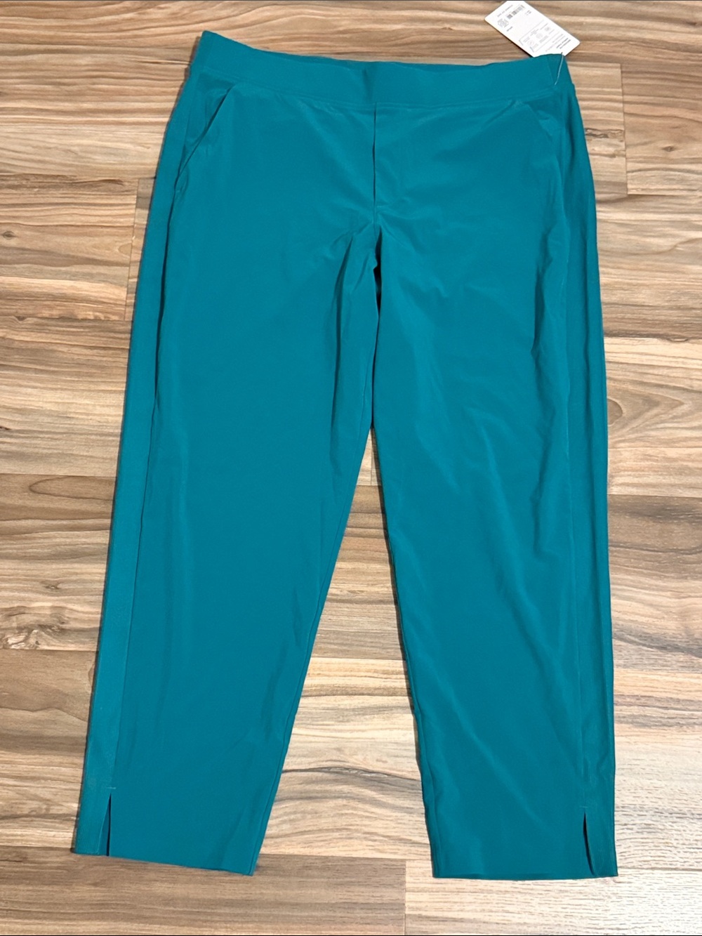 ATHLETA Brooklyn Ankle Pant Sz. 16 Coastal Teal Athletic Split Hem Stretch